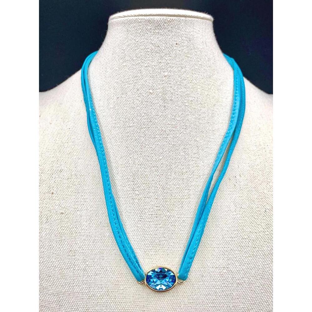 💙 Turquoise Blue Crystal Suede Necklace – A Soft Whisper of Light & Love - Picture 6 of 6